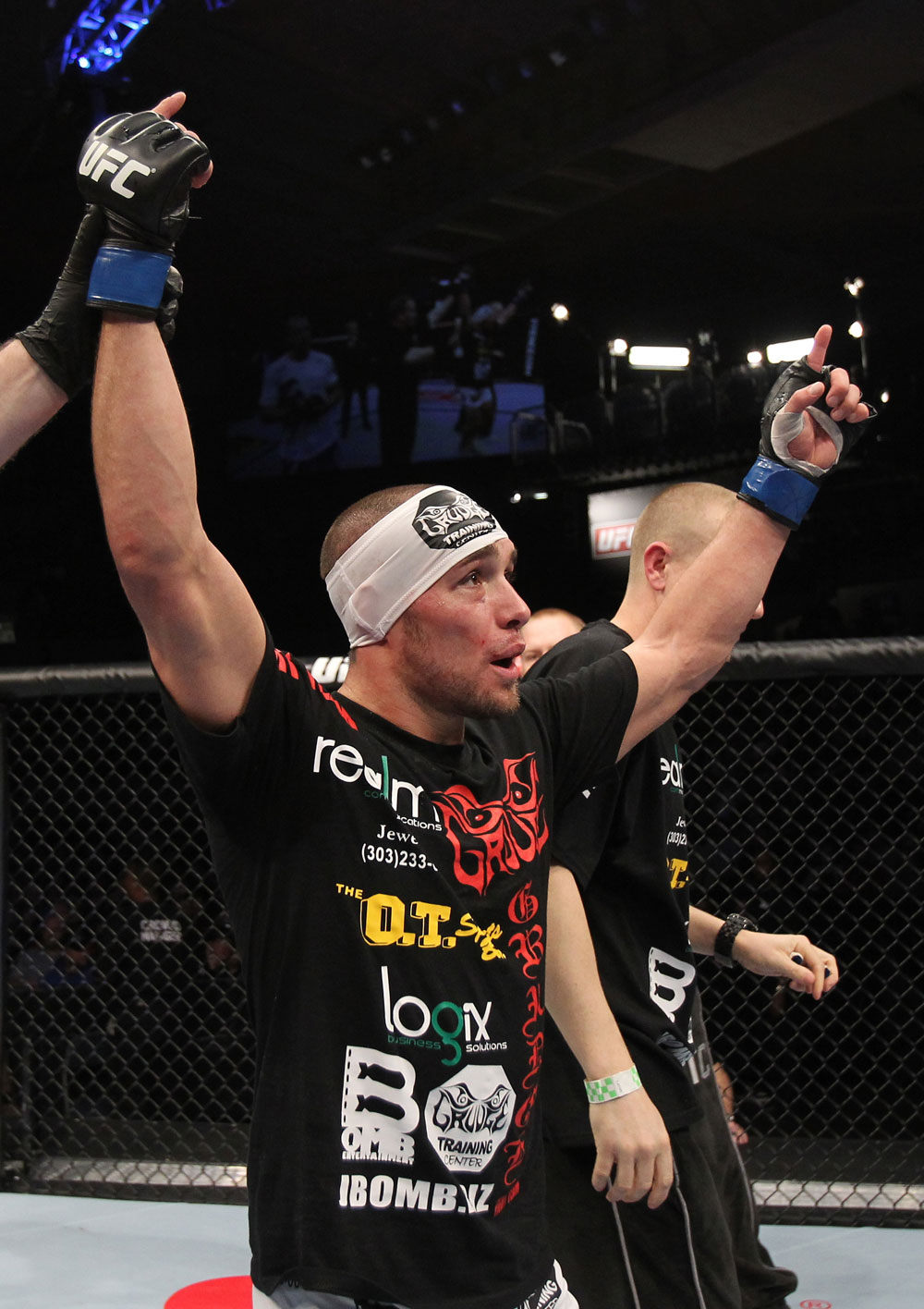 OMAHA, NE - FEBRUARY 15: Justin Salas reacts after defeating Anton Kuivanen during the UFC on FUEL TV event at Omaha Civic Auditorium on February 15, 2012 in Omaha, Nebraska. (Photo by Josh Hedges/Zuffa LLC/Zuffa LLC via Getty Images) *** Local Caption *** Justin Salas