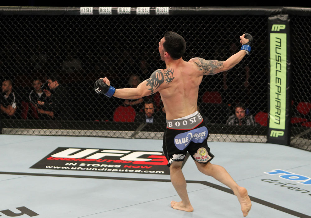SYDNEY, AUSTRALIA - MARCH 03: Daniel Pineda reacts after defeating Mackens Semerzier by submission during the UFC on FX event at Allphones Arena on March 3, 2012 in Sydney, Australia. (Photo by Josh Hedges/Zuffa LLC/Zuffa LLC via Getty Images) *** Local Caption *** Daniel Pineda