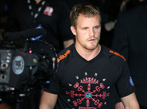NOTTINGHAM, ENGLAND - SEPTEMBER 29:  Gunnar Nelson enters the arena before his catchweight fight against DaMarques Johnson at the UFC on Fuel TV event at Capital FM Arena on September 29, 2012 in Nottingham, England.  (Photo by Josh Hedges/Zuffa LLC/Zuffa LLC via Getty Images)