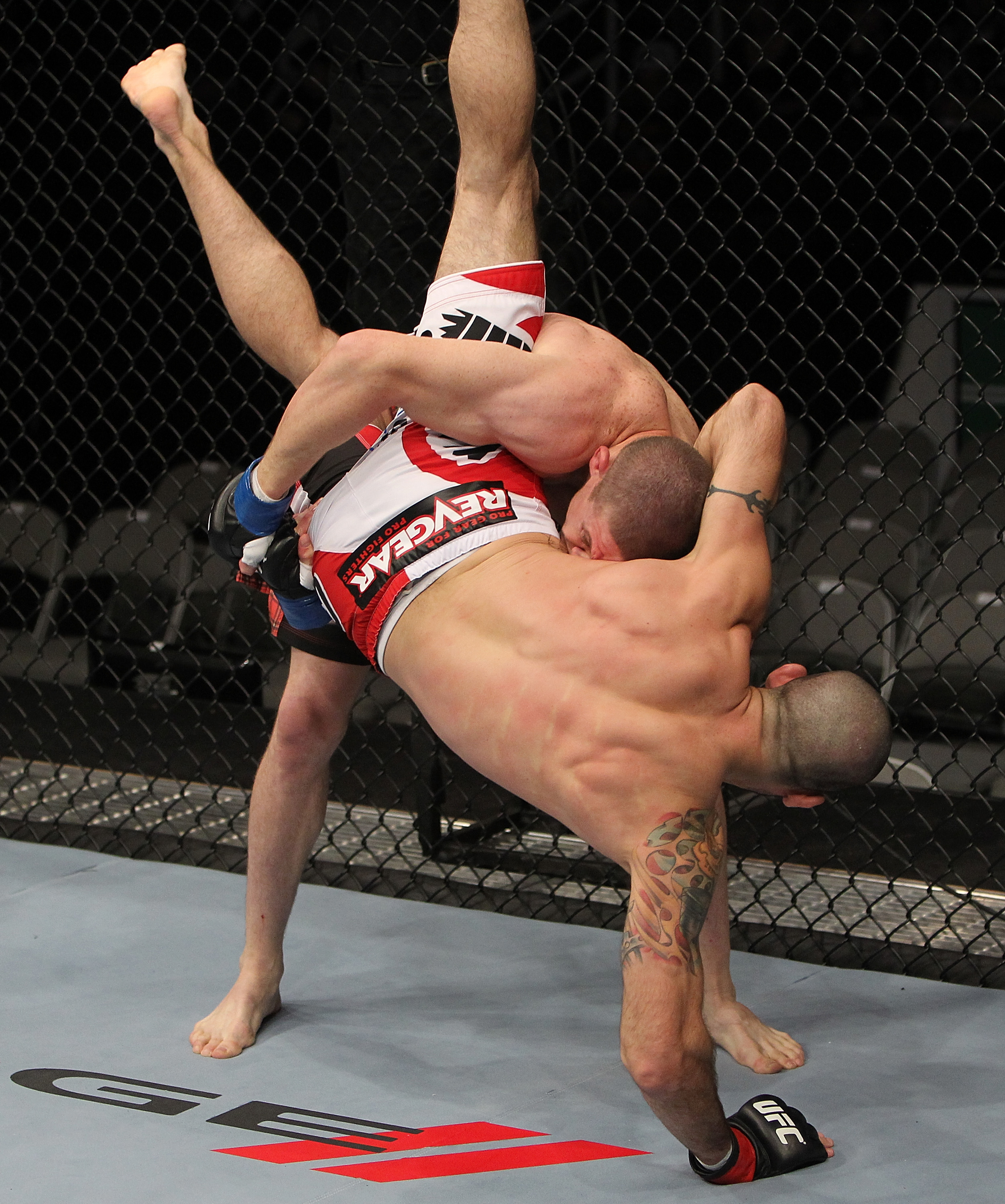 SAN JOSE, CA - NOVEMBER 19: Seth Baczynski slams Matt Brown to the mat during UFC Welterweight bout at the HP Pavillion in San Jose, California on November 19, 2011 in San Jose, California. (Photo by Josh Hedges/Zuffa LLC/Zuffa LLC via Getty Images)