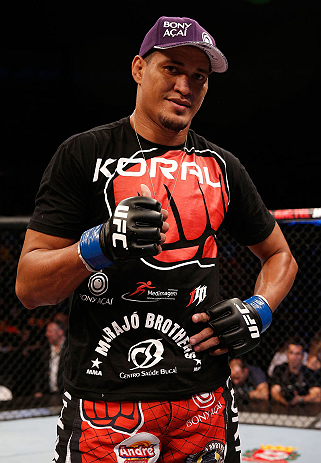 SAO PAULO, BRAZIL - JANUARY 19: Ildemar Alcantara reacts after defeating Wagner Prado in their light heavyweight fight at the UFC on FX event on January 19, 2013 at Ibirapuera Gymnasium in Sao Paulo, Brazil. (Photo by Josh Hedges/Zuffa LLC/Zuffa LLC via Getty Images)