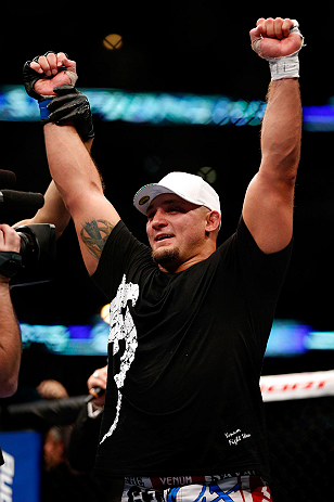 CHICAGO, IL - JANUARY 26:  Shawn Jordan celebrates defeating Mike Russow during their Heavyweight Bout part of UFC on FOX at United Center on January 26, 2013 in Chicago, Illinois.  (Photo by Josh Hedges/Zuffa LLC/Zuffa LLC Via Getty Images)
