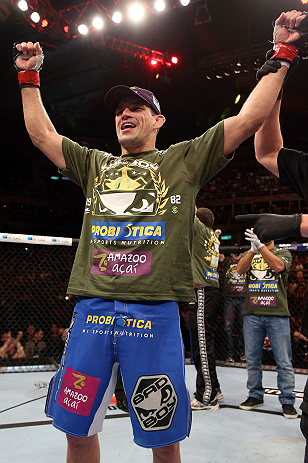 RIO DE JANEIRO, BRAZIL - OCTOBER 13:  Demian Maia reacts after defeating Rick Story during their welterweight fight at UFC 153 inside HSBC Arena on October 13, 2012 in Rio de Janeiro, Brazil.  (Photo by Josh Hedges/Zuffa LLC/Zuffa LLC via Getty Images)