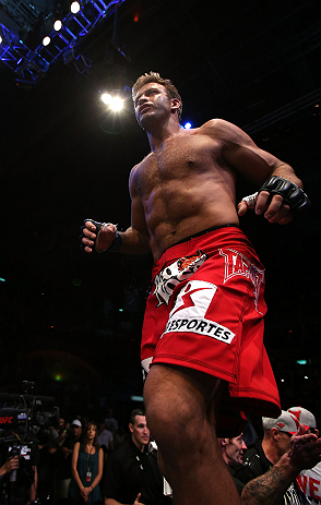 RIO DE JANEIRO, BRAZIL - OCTOBER 13:  Stephan Bonnar enters the Octagon before his light heavyweight fight against Anderson Silva at UFC 153 inside HSBC Arena on October 13, 2012 in Rio de Janeiro, Brazil.  (Photo by Josh Hedges/Zuffa LLC/Zuffa LLC via Getty Images)
