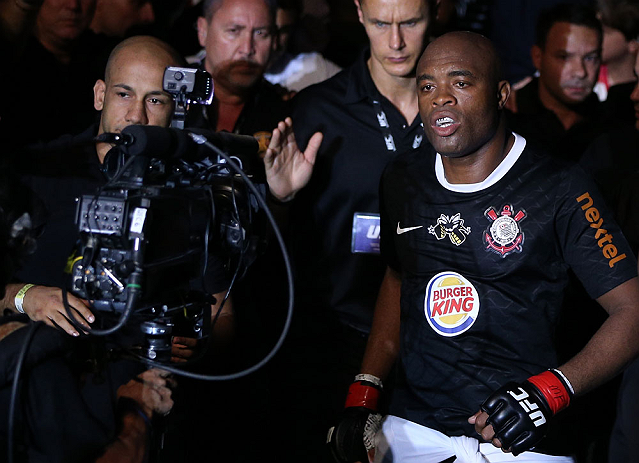 RIO DE JANEIRO, BRAZIL - OCTOBER 13:  Anderson Silva enters the arena before his light heavyweight fight against Stephan Bonnar at UFC 153 inside HSBC Arena on October 13, 2012 in Rio de Janeiro, Brazil.  (Photo by Josh Hedges/Zuffa LLC/Zuffa LLC via Getty Images)