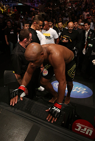 RIO DE JANEIRO, BRAZIL - OCTOBER 13:  Anderson Silva enters the Octagon before his light heavyweight fight against Stephan Bonnar at UFC 153 inside HSBC Arena on October 13, 2012 in Rio de Janeiro, Brazil.  (Photo by Josh Hedges/Zuffa LLC/Zuffa LLC via Getty Images)