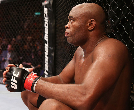 RIO DE JANEIRO, BRAZIL - OCTOBER 13:  Anderson Silva sits in his corner after his TKO victory over Stephan Bonnar during their light heavyweight fight at UFC 153 inside HSBC Arena on October 13, 2012 in Rio de Janeiro, Brazil.  (Photo by Josh Hedges/Zuffa LLC/Zuffa LLC via Getty Images)