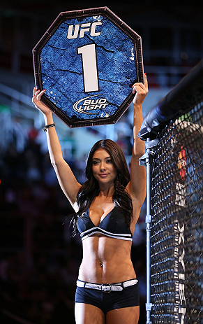 RIO DE JANEIRO, BRAZIL - OCTOBER 13:  UFC Octagon Girl Arianny Celeste introduces a round at UFC 153 inside HSBC Arena on October 13, 2012 in Rio de Janeiro, Brazil.  (Photo by Josh Hedges/Zuffa LLC/Zuffa LLC via Getty Images)