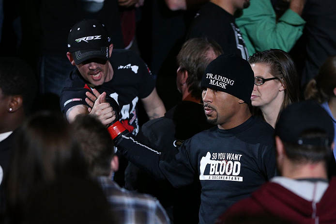 MINNEAPOLIS, MN - OCTOBER 05:  Marcus LeVesseur enters the arena before his lightweight fight against Carlo Prater at the UFC on FX event at Target Center on October 5, 2012 in Minneapolis, Minnesota.  (Photo by Josh Hedges/Zuffa LLC/Zuffa LLC via Getty Images)