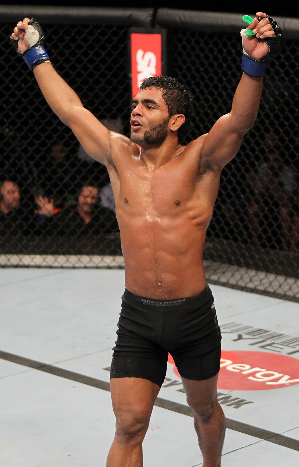 BELO HORIZONTE, BRAZIL - JUNE 23: Hugo "Wolverine" Viana reacts after his three-round battle against John Teixeira at Estadio Jornalista Felipe Drummond on June 23, 2012 in Belo Horizonte, Brazil. (Photo by Josh Hedges/Zuffa LLC/Zuffa LLC via Getty Images)