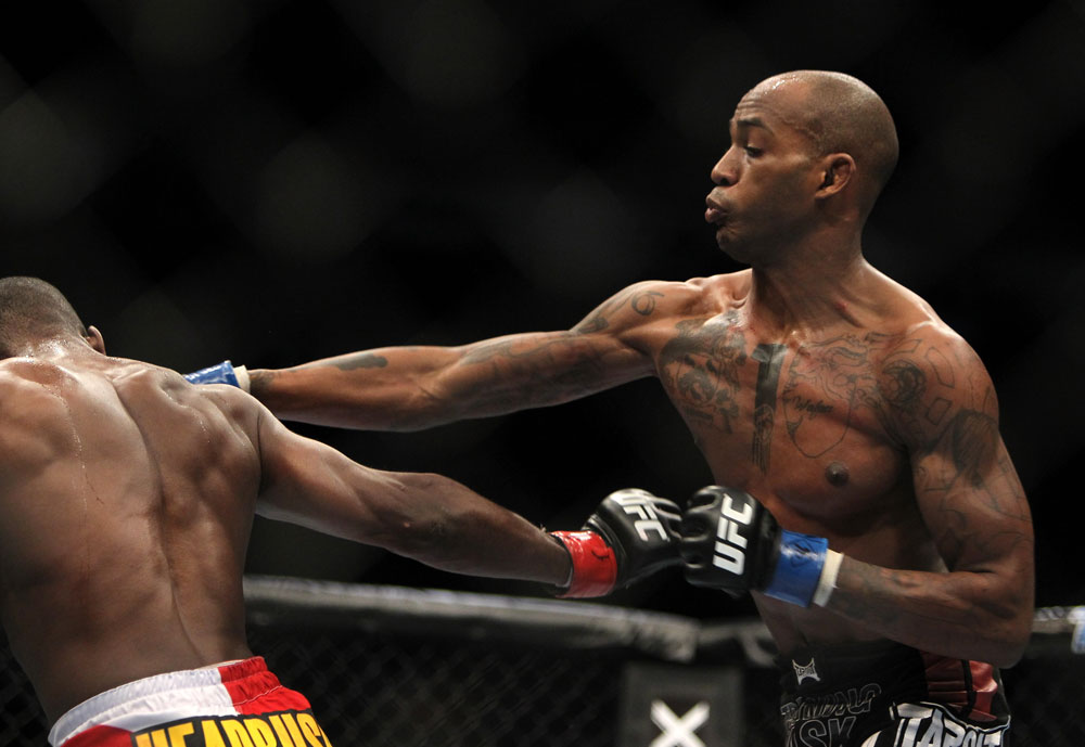 TORONTO, ON - DECEMBER 10:  (R-L) Walel Watson punches Yves Jabouin during the UFC 140 event at Air Canada Centre on December 10, 2011 in Toronto, Ontario, Canada.  (Photo by Josh Hedges/Zuffa LLC/Zuffa LLC via Getty Images)
