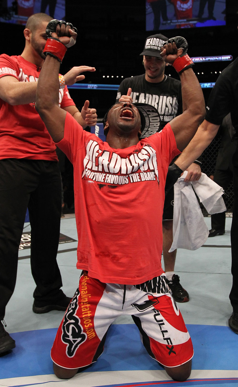 TORONTO, ON - DECEMBER 10:  Yves Jabouin reacts after defeating Walel Watson by split decision during the UFC 140 event at Air Canada Centre on December 10, 2011 in Toronto, Ontario, Canada.  (Photo by Nick Laham/Zuffa LLC/Zuffa LLC via Getty Images)