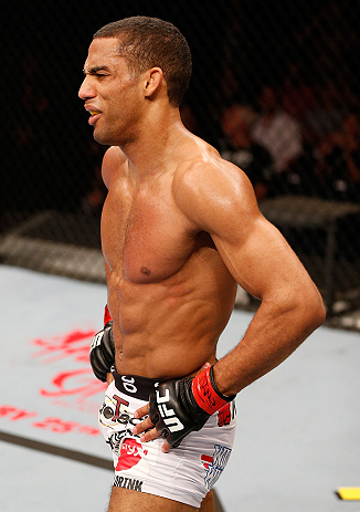 SAO PAULO, BRAZIL - JANUARY 19: Edson Barboza reacts after knocking out Lucas Martins in their lightweight fight at the UFC on FX event on January 19, 2013 at Ibirapuera Gymnasium in Sao Paulo, Brazil. (Photo by Josh Hedges/Zuffa LLC/Zuffa LLC via Getty Images)