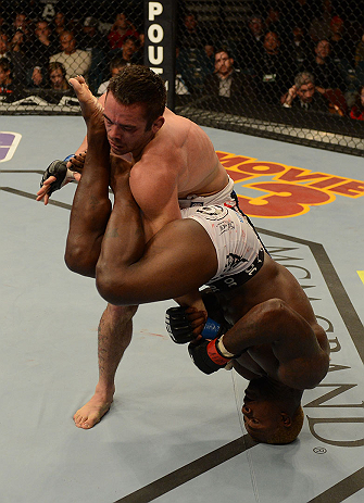 LAS VEGAS, NV - DECEMBER 29:  Melvin Guillard (right) attempts to submit Jamie Varner during their lightweight fight at UFC 155 on December 29, 2012 at MGM Grand Garden Arena in Las Vegas, Nevada. (Photo by Donald Miralle/Zuffa LLC/Zuffa LLC via Getty Images) *** Local Caption *** Melvin Guillard; Jamie Varner