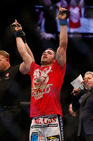 LAS VEGAS, NV - DECEMBER 29:  Jamie Varner reacts to being declared the winner over Melvin Guillard after their lightweight fight at UFC 155 on December 29, 2012 at MGM Grand Garden Arena in Las Vegas, Nevada. (Photo by Josh Hedges/Zuffa LLC/Zuffa LLC via Getty Images) *** Local Caption *** Melvin Guillard; Jamie Varner