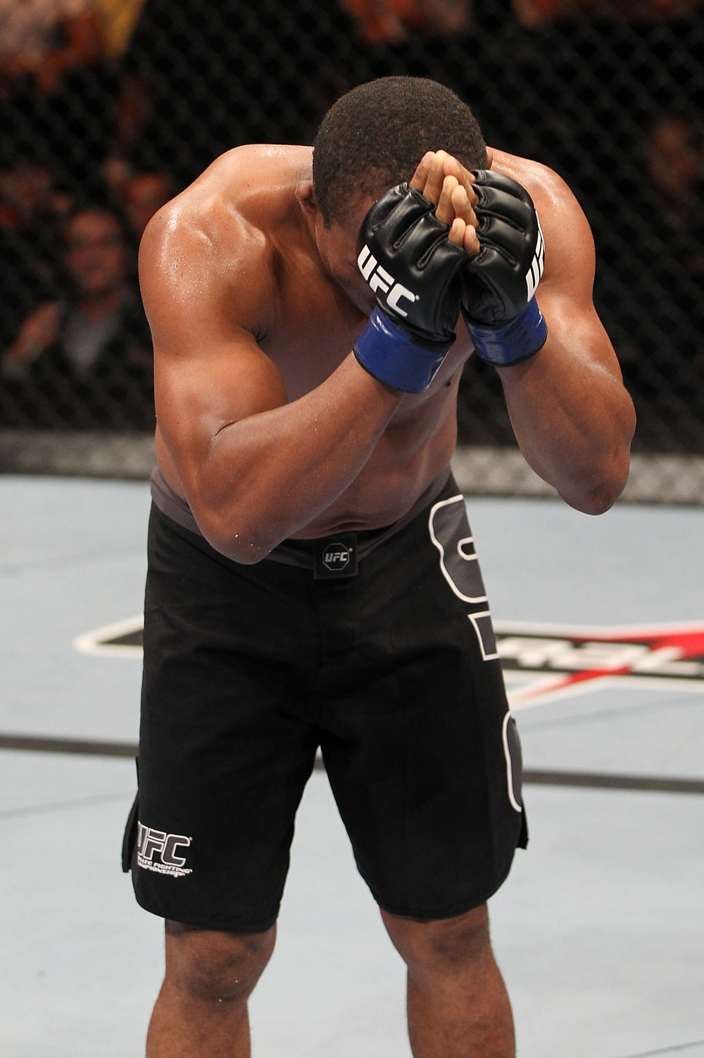 BELO HORIZONTE, BRAZIL - JUNE 23: Francisco Trinaldo reacts after his TKO victory over Delson "Pe De Chumbo" Heleno during their UFC 147 middleweight bout at Estadio Jornalista Felipe Drummond on June 23, 2012 in Belo Horizonte, Brazil. (Photo by Josh Hedges/Zuffa LLC/Zuffa LLC via Getty Images)