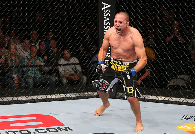 MINNEAPOLIS, MN - OCTOBER 05: Mike Pierce reacts after knocking out Aaron Simpson during their welterweight fight at the UFC on FX event at Target Center on October 5, 2012 in Minneapolis, Minnesota. (Photo by Josh Hedges/Zuffa LLC/Zuffa LLC via Getty Images)