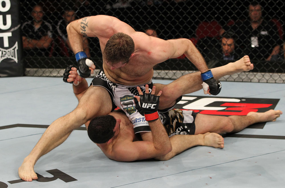 SYDNEY, AUSTRALIA - MARCH 03: Nick Penner punches down at Anthony Perosh in a light heavyweight bout during the UFC on FX event at Allphones Arena on March 3, 2012 in Sydney, Australia. (Photo by Josh Hedges/Zuffa LLC/Zuffa LLC via Getty Images) *** Local Caption *** Anthony Perosh; Nick Penner