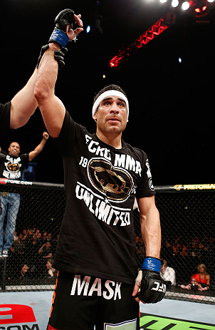 LONDON, ENGLAND - FEBRUARY 16: Danny Castillo reacts after defeating Paul Sass in their lightweight fight during the UFC on Fuel TV event on February 16, 2013 at Wembley Arena in London, England. (Photo by Josh Hedges/Zuffa LLC/Zuffa LLC via Getty Images)