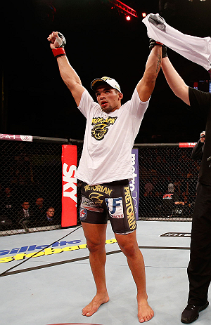 SAO PAULO, BRAZIL - JANUARY 19: Ronny Markes reacts after defeating Andrew Craig in their middleweight fight at the UFC on FX event on January 19, 2013 at Ibirapuera Gymnasium in Sao Paulo, Brazil. (Photo by Josh Hedges/Zuffa LLC/Zuffa LLC via Getty Images)