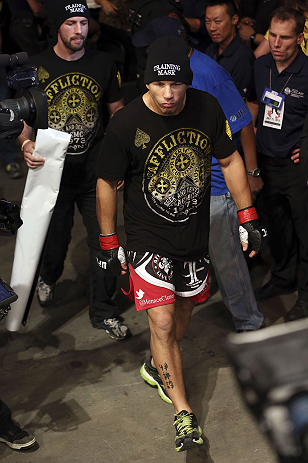 CALGARY, CANADA - JULY 21:  Chris Clements approaches the Octagon prior to facing Matthew Riddle during their welterweight bout at UFC 149 inside the Scotiabank Saddledome on July 21, 2012 in Calgary, Alberta, Canada.  (Photo by Nick Laham/Zuffa LLC/Zuffa LLC via Getty Images)