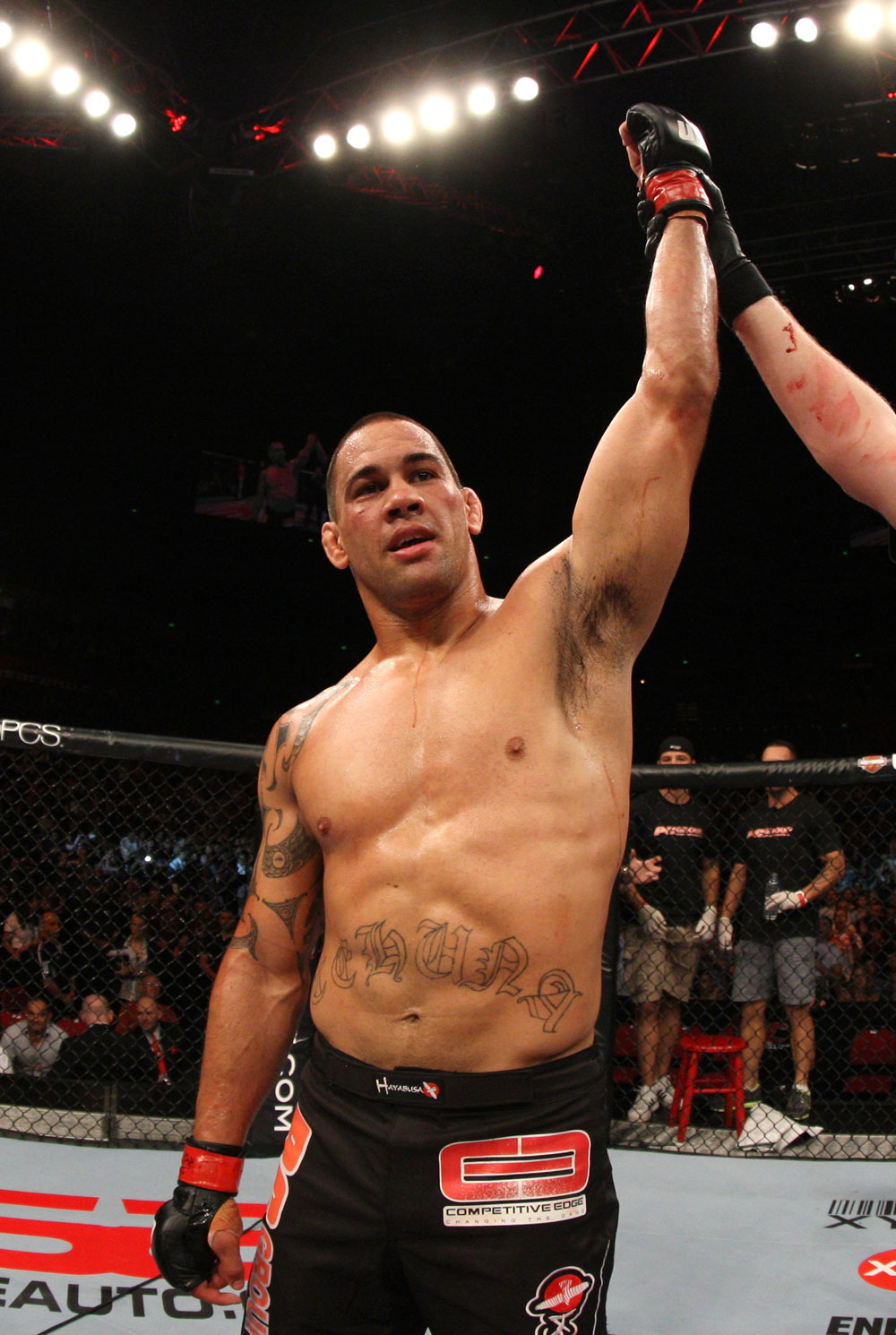 SYDNEY, AUSTRALIA - MARCH 03: James Te Huna reacts after knocking out Aaron Rosa in a light heavyweight bout during the UFC on FX event at Allphones Arena on March 3, 2012 in Sydney, Australia. (Photo by Josh Hedges/Zuffa LLC/Zuffa LLC via Getty Images) *** Local Caption *** James Te Huna
