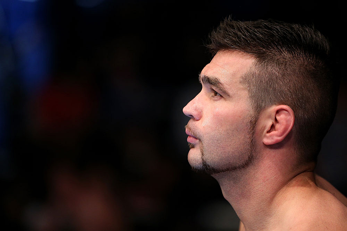 NOTTINGHAM, ENGLAND - SEPTEMBER 29: John Maguire enters the Octagon before his welterweight fight against John Hathaway at the UFC on Fuel TV event at Capital FM Arena on September 29, 2012 in Nottingham, England. (Photo by Josh Hedges/Zuffa LLC/Zuffa LLC via Getty Images)