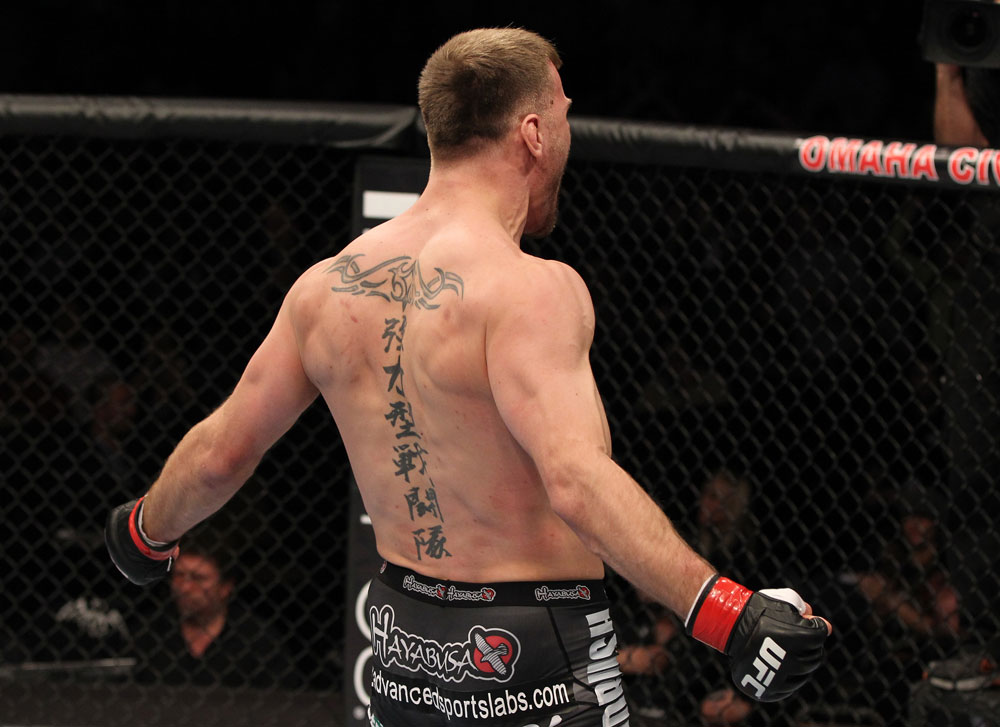 OMAHA, NE - FEBRUARY 15: Stipe Miocic reacts after knocking out Phil De Fries during the UFC on FUEL TV event at Omaha Civic Auditorium on February 15, 2012 in Omaha, Nebraska. (Photo by Josh Hedges/Zuffa LLC/Zuffa LLC via Getty Images) *** Local Caption *** Stipe Miocic