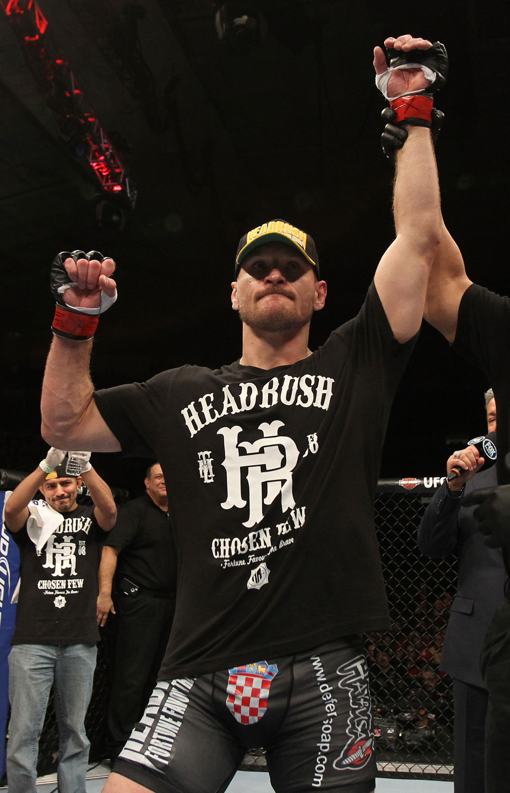 OMAHA, NE - FEBRUARY 15: Stipe Miocic reacts after knocking out Phil De Fries during the UFC on FUEL TV event at Omaha Civic Auditorium on February 15, 2012 in Omaha, Nebraska. (Photo by Josh Hedges/Zuffa LLC/Zuffa LLC via Getty Images) *** Local Caption *** Stipe Miocic