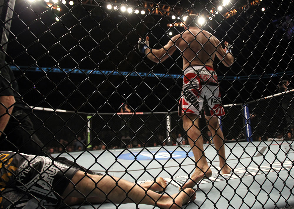 TORONTO, ON - DECEMBER 10:  Igor Pokrajac reacts after knocking out Krzysztof Soszynski during the UFC 140 event at Air Canada Centre on December 10, 2011 in Toronto, Ontario, Canada.  (Photo by Josh Hedges/Zuffa LLC/Zuffa LLC via Getty Images)