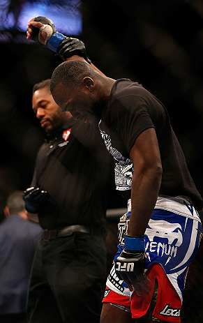 LAS VEGAS, NV - DECEMBER 29:  Derek Brunson reacts to being declared the winner over Chris Leben after their middleweight fight at UFC 155 on December 29, 2012 at MGM Grand Garden Arena in Las Vegas, Nevada. (Photo by Josh Hedges/Zuffa LLC/Zuffa LLC via Getty Images) *** Local Caption *** Chris Leben; Derek Brunson