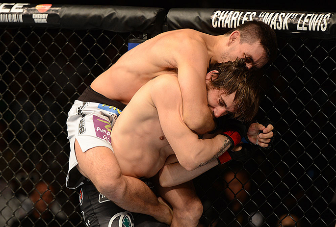 LAS VEGAS, NV - FEBRUARY 02: Demian Maia (top) attempts to submit Jon Fitch during their welterweight fight at UFC 156 on February 2, 2013 at the Mandalay Bay Events Center in Las Vegas, Nevada. (Photo by Donald Miralle/Zuffa LLC/Zuffa LLC via Getty Images) *** Local Caption *** Jon Fitch; Demian Maia