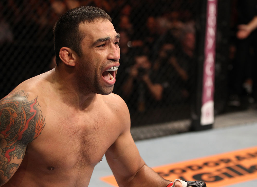BELO HORIZONTE, BRAZIL - JUNE 23: Fabricio Werdum reacts after defeating Mike Russow during their UFC 147 heavyweight bout at Estadio Jornalista Felipe Drummond on June 23, 2012 in Belo Horizonte, Brazil. (Photo by Josh Hedges/Zuffa LLC/Zuffa LLC via Getty Images)