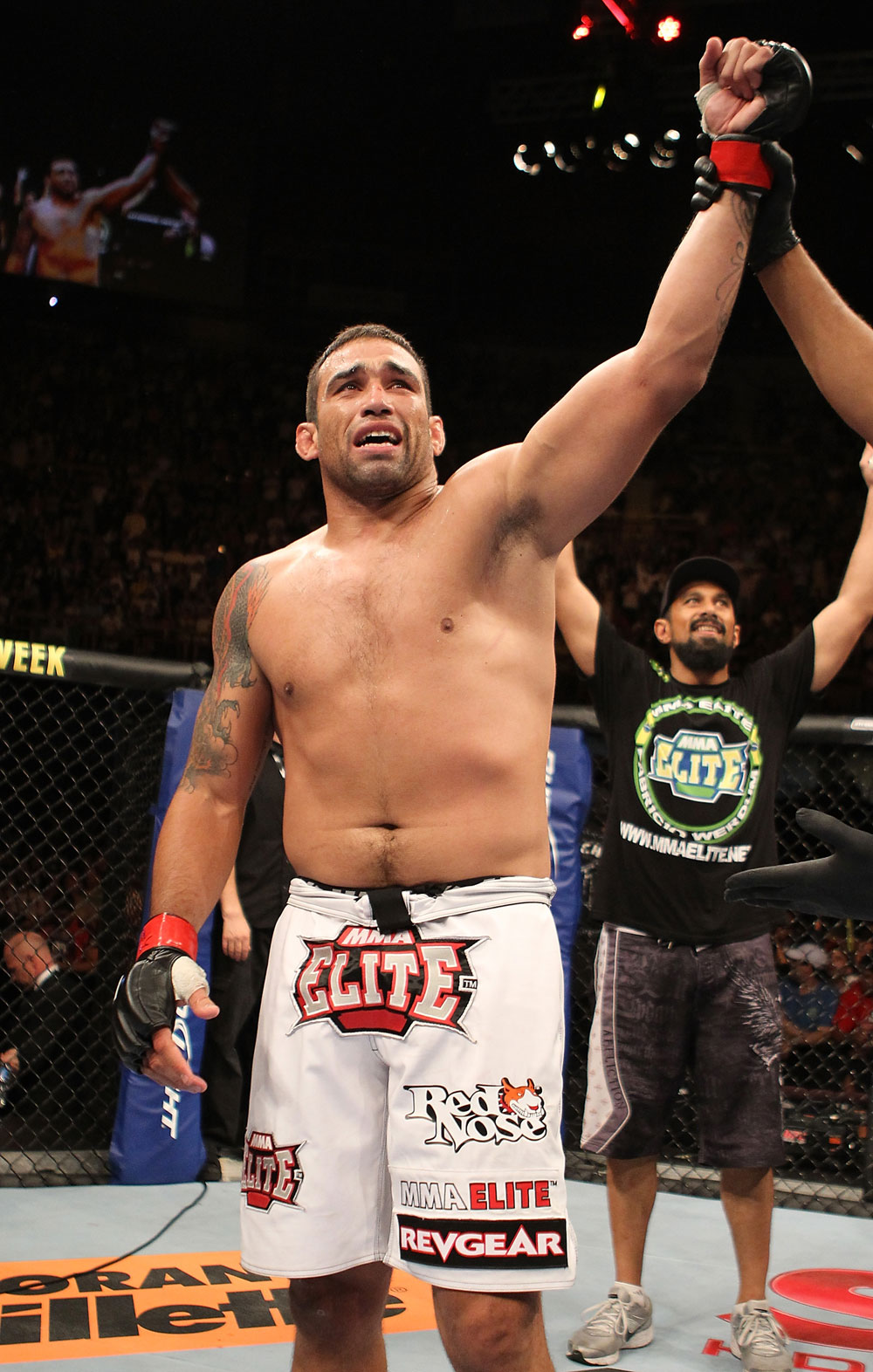 BELO HORIZONTE, BRAZIL - JUNE 23: Fabricio Werdum reacts after defeating Mike Russow during their UFC 147 heavyweight bout at Estadio Jornalista Felipe Drummond on June 23, 2012 in Belo Horizonte, Brazil. (Photo by Josh Hedges/Zuffa LLC/Zuffa LLC via Getty Images)