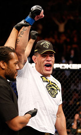 LAS VEGAS, NV - FEBRUARY 02: (R-L) Antonio Silva reacts to his knockout victory over Alistair Overeem after their heavyweight fight at UFC 156 on February 2, 2013 at the Mandalay Bay Events Center in Las Vegas, Nevada. (Photo by Josh Hedges/Zuffa LLC/Zuffa LLC via Getty Images) *** Local Caption *** Alistair Overeem; Antonio Silva