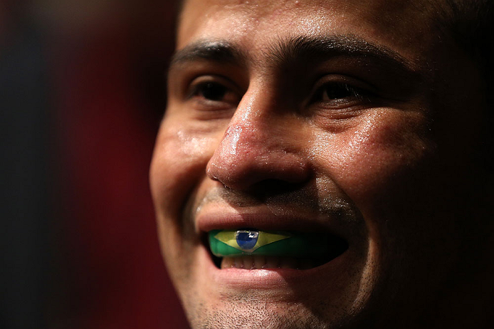 MINNEAPOLIS, MN - OCTOBER 05:  Jussier Formiga prepares to enter the Octagon before his flyweight fight against John Dodson at the UFC on FX event at Target Center on October 5, 2012 in Minneapolis, Minnesota.  (Photo by Josh Hedges/Zuffa LLC/Zuffa LLC via Getty Images)