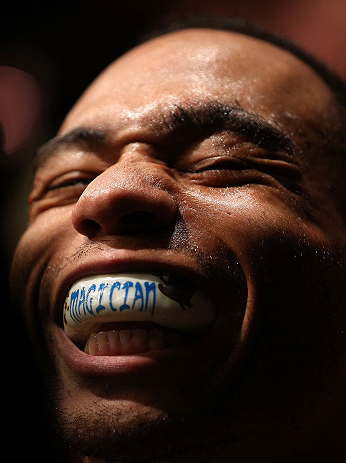 MINNEAPOLIS, MN - OCTOBER 05: John Dodson prepares to enter the Octagon before his flyweight fight against Jussier Formiga at the UFC on FX event at Target Center on October 5, 2012 in Minneapolis, Minnesota. (Photo by Josh Hedges/Zuffa LLC/Zuffa LLC via Getty Images)
