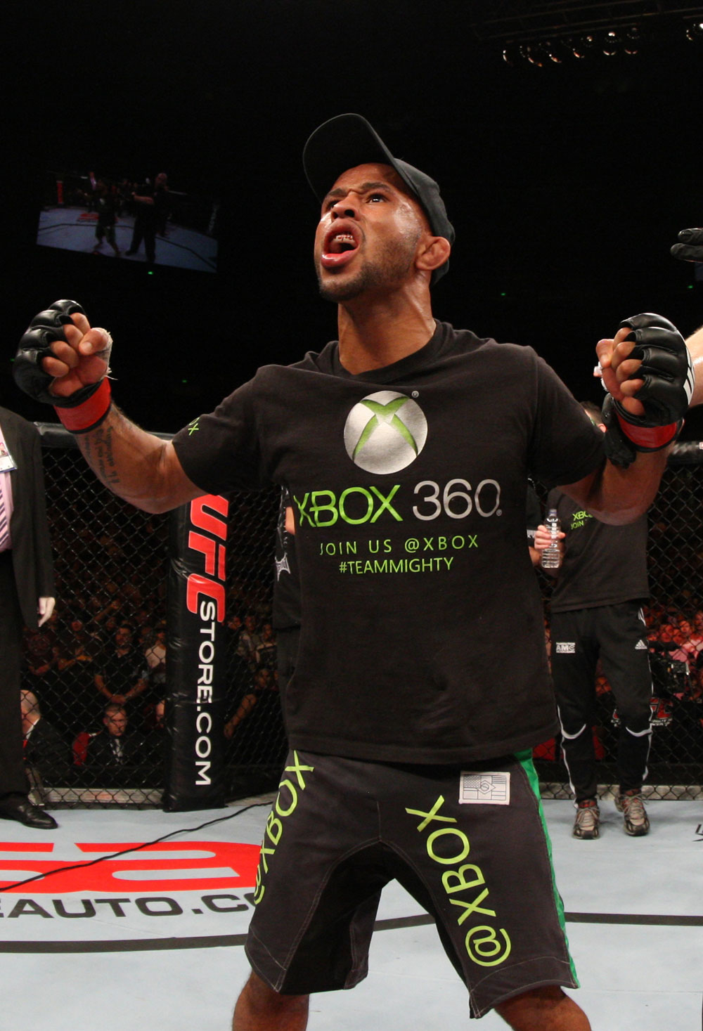 SYDNEY, AUSTRALIA - MARCH 03: Demetrious Johnson reacts after winning a decision over Ian McCall in a flyweight bout during the UFC on FX event at Allphones Arena on March 3, 2012 in Sydney, Australia. (Photo by Josh Hedges/Zuffa LLC/Zuffa LLC via Getty Images) *** Local Caption *** Demetrious Johnson