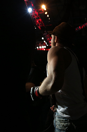 NOTTINGHAM, ENGLAND - SEPTEMBER 29:  Brad Pickett enters the arena before his bantamweight fight against Yves Jabouin at the UFC on Fuel TV event at Capital FM Arena on September 29, 2012 in Nottingham, England.  (Photo by Josh Hedges/Zuffa LLC/Zuffa LLC via Getty Images)