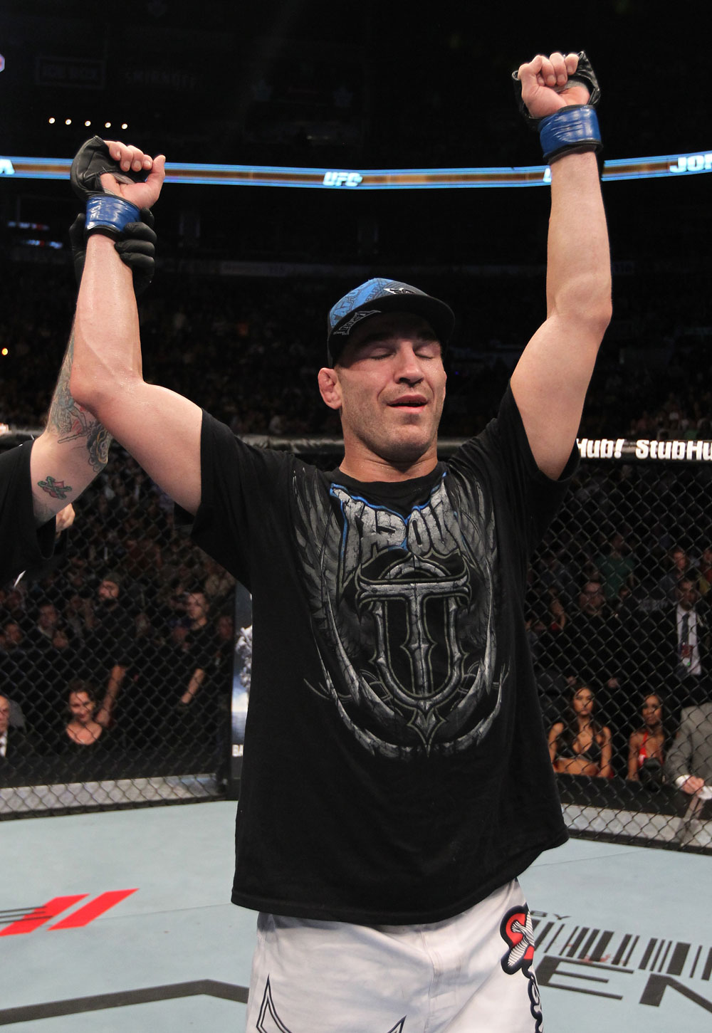 TORONTO, ON - DECEMBER 10:  Brian Ebersole reacts after defeating Claude Patrick during the UFC 140 event at Air Canada Centre on December 10, 2011 in Toronto, Ontario, Canada.  (Photo by Nick Laham/Zuffa LLC/Zuffa LLC via Getty Images)