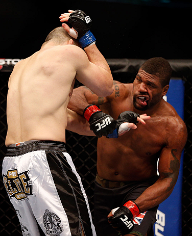 CHICAGO, IL - JANUARY 26:  Glover Teixeira (L) fights Rampage Jackson (R) during their Light Heavyweight Bout part of UFC on FOX at United Center on January 26, 2013 in Chicago, Illinois.  (Photo by Josh Hedges/Zuffa LLC/Zuffa LLC Via Getty Images)
