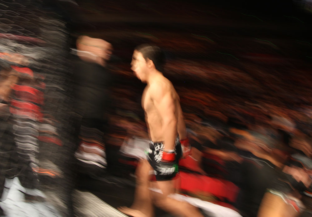 SYDNEY, AUSTRALIA - MARCH 03: Joseph Benavidez enters the Octagon before his bout against Yasuhiro Urushitani during the UFC on FX event at Allphones Arena on March 3, 2012 in Sydney, Australia. (Photo by Josh Hedges/Zuffa LLC/Zuffa LLC via Getty Images) *** Local Caption *** Joseph Benavidez