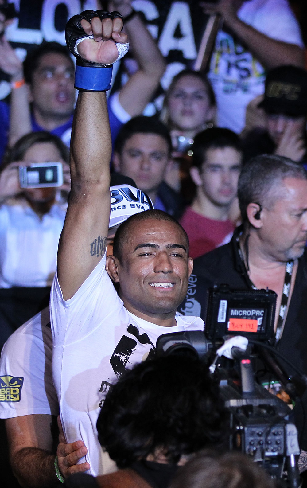 BELO HORIZONTE, BRAZIL - JUNE 23: Sergio "Serginho" Moraes enters the arena before his UFC 147 middleweight bout against Cezar "Mutante" Ferreira at Estadio Jornalista Felipe Drummond on June 23, 2012 in Belo Horizonte, Brazil. (Photo by Josh Hedges/Zuffa LLC/Zuffa LLC via Getty Images)