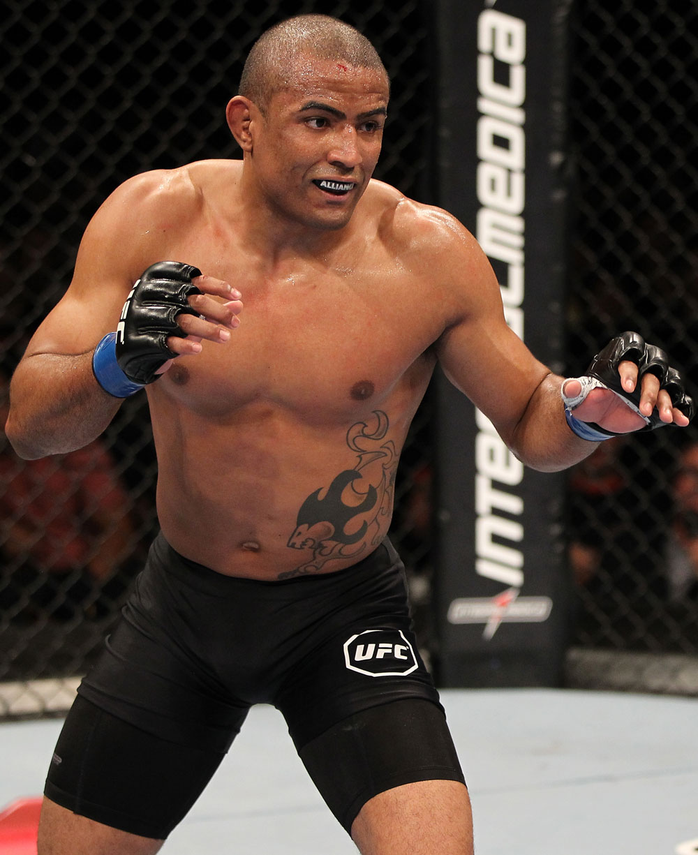 BELO HORIZONTE, BRAZIL - JUNE 23: Sergio "Serginho" Moraes stands in the Octagon during his UFC 147 middleweight bout against Cezar "Mutante" Ferreira at Estadio Jornalista Felipe Drummond on June 23, 2012 in Belo Horizonte, Brazil. (Photo by Josh Hedges/Zuffa LLC/Zuffa LLC via Getty Images)
