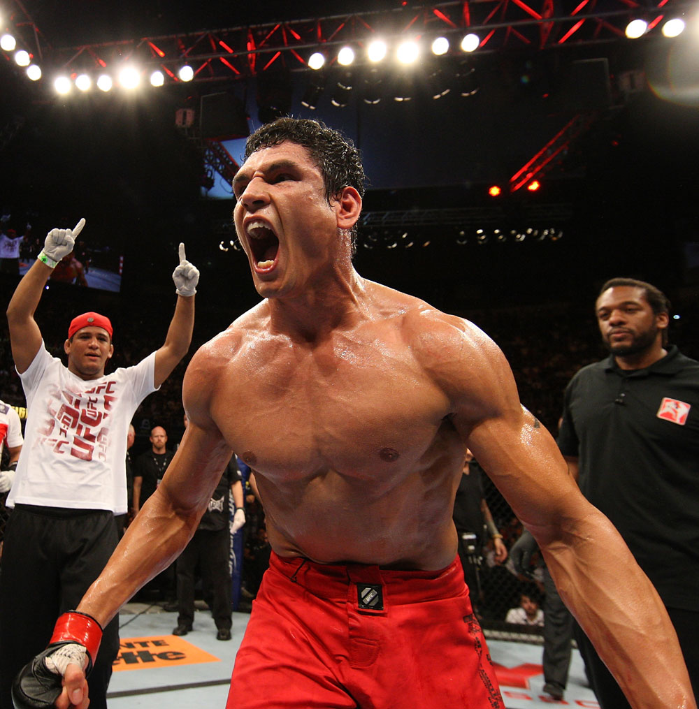 BELO HORIZONTE, BRAZIL - JUNE 23: Cezar "Mutante" Ferreira reacts after defeating Sergio "Serginho" Moraes during their UFC 147 middleweight bout at Estadio Jornalista Felipe Drummond on June 23, 2012 in Belo Horizonte, Brazil. (Photo by Josh Hedges/Zuffa LLC/Zuffa LLC via Getty Images)
