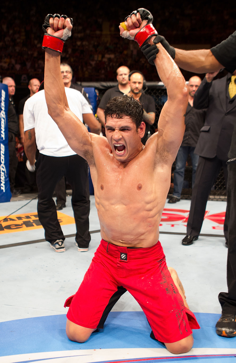 BELO HORIZONTE, BRAZIL - JUNE 23: Cezar "Mutante" Ferreira reacts after defeating Sergio "Serginho" Moraes during their UFC 147 middleweight bout at Estadio Jornalista Felipe Drummond on June 23, 2012 in Belo Horizonte, Brazil. (Photo by Josh Hedges/Zuffa LLC/Zuffa LLC via Getty Images)