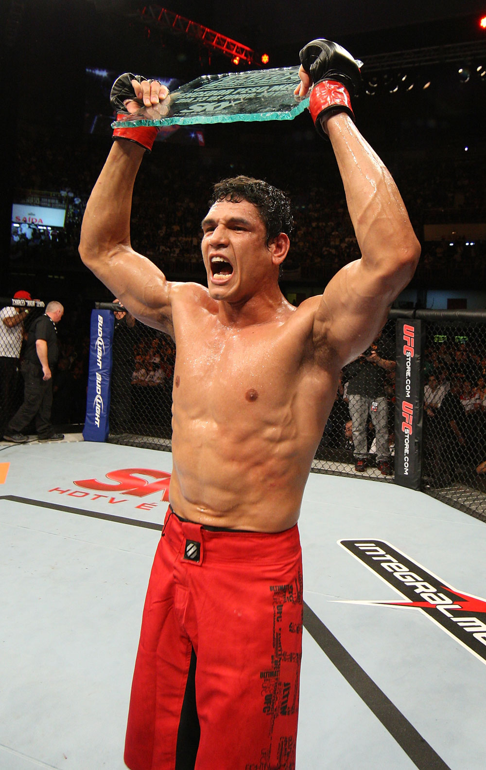 BELO HORIZONTE, BRAZIL - JUNE 23: Cezar "Mutante" Ferreira reacts after defeating Sergio "Serginho" Moraes during their UFC 147 middleweight bout at Estadio Jornalista Felipe Drummond on June 23, 2012 in Belo Horizonte, Brazil. (Photo by Josh Hedges/Zuffa LLC/Zuffa LLC via Getty Images)