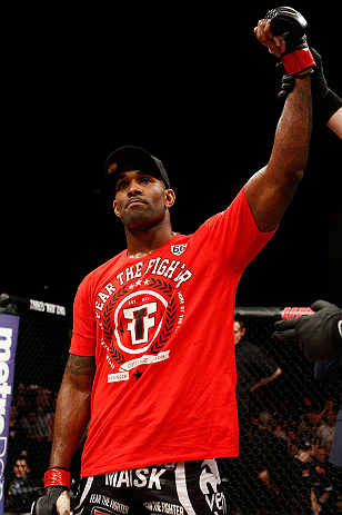 LONDON, ENGLAND - FEBRUARY 16: Jimi Manuwa reacts after defeating Cyrille Diabate in their light heavyweight fight during the UFC on Fuel TV event on February 16, 2013 at Wembley Arena in London, England. (Photo by Josh Hedges/Zuffa LLC/Zuffa LLC via Getty Images)