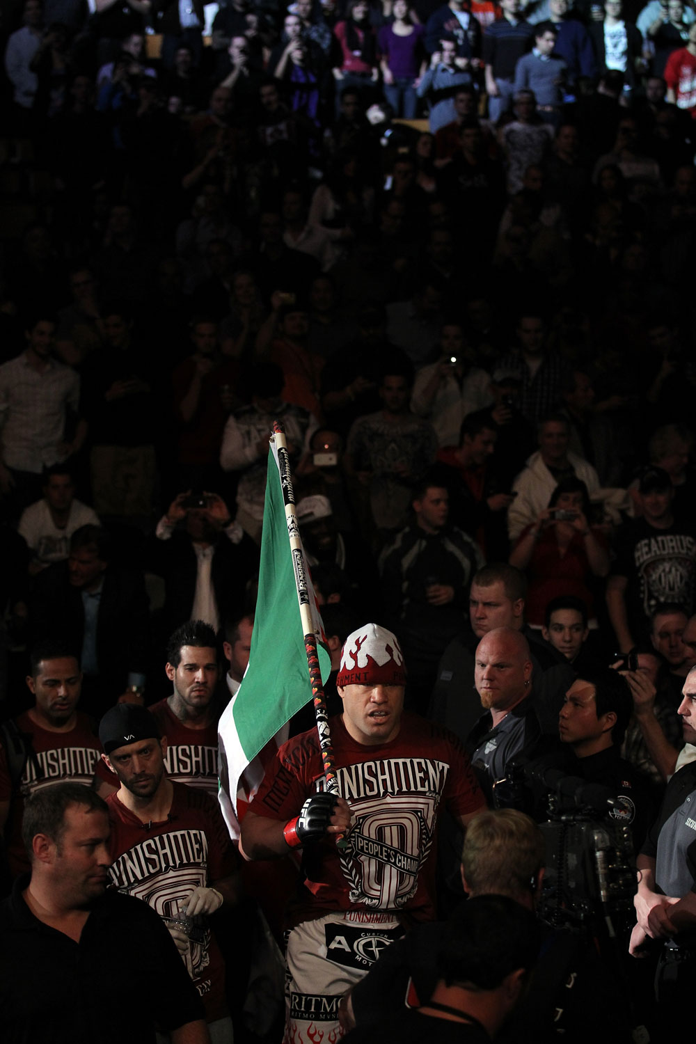 TORONTO, ON - DECEMBER 10:  Tito Ortiz enters the arena before his bout against Antonio Rogerio Nogueira during the UFC 140 event at Air Canada Centre on December 10, 2011 in Toronto, Ontario, Canada.  (Photo by Nick Laham/Zuffa LLC/Zuffa LLC via Getty Images)