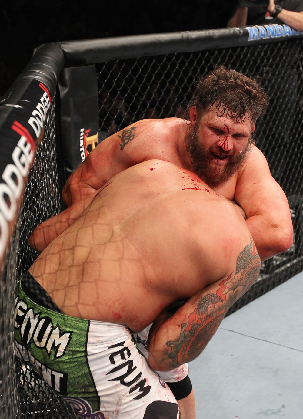 LAS VEGAS, NV - FEBRUARY 04:  Roy Nelson attempts to submit Fabricio Werdum during the UFC 143 event at Mandalay Bay Events Center on February 4, 2012 in Las Vegas, Nevada.  (Photo by Nick Laham/Zuffa LLC/Zuffa LLC via Getty Images) *** Local Caption *** Roy Nelson